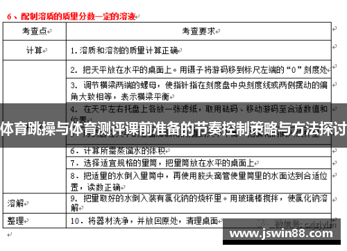 体育跳操与体育测评课前准备的节奏控制策略与方法探讨