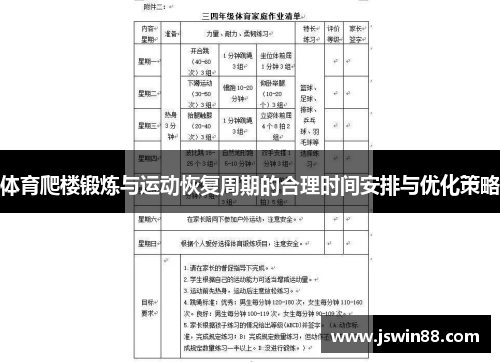 体育爬楼锻炼与运动恢复周期的合理时间安排与优化策略